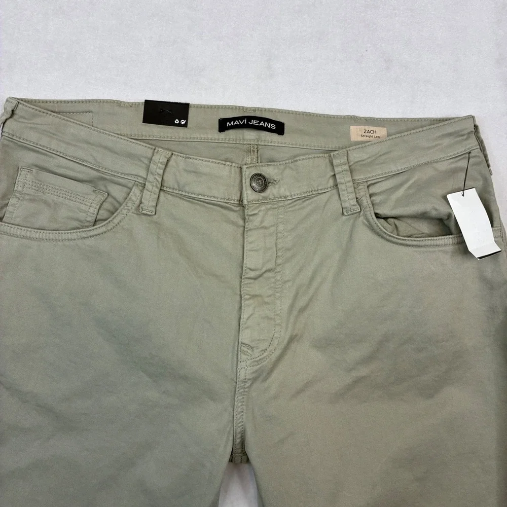 Mavi Zach Straight Leg Men 38x32 Sage Green Twill Stretch Cotton Pants New